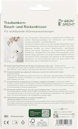 Traubenkern Bauch- und Rückenkissen Grünspecht
