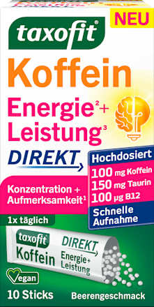 Koffein Energie + Leistung Direkt Sticks 10 St taxofit