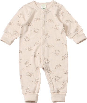 Schlafanzug aus Wolle mit Schaf-Muster, beige, Gr. 74/80 ALANA