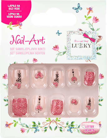 Samoljepljivi nokti – Letter Hearts LUKKY