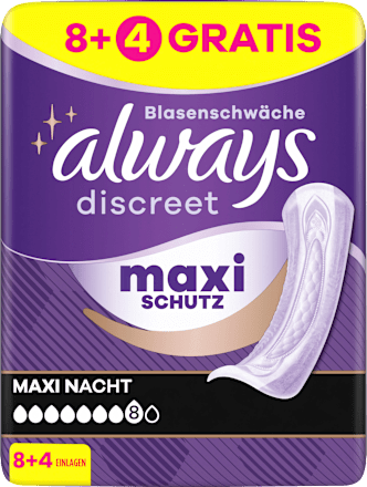 discreet Einlagen Inkontinenz Maxi Nacht always