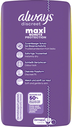 discreet Einlagen Inkontinenz Maxi Nacht always