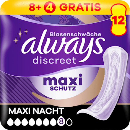 discreet Einlagen Inkontinenz Maxi Nacht always
