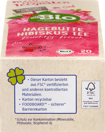 Früchtetee, Hagebutte Hibiskus (20 Beutel) dmBio
