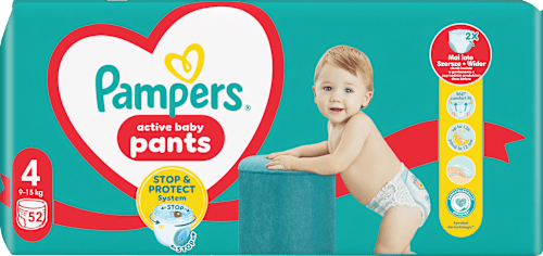 Hlačne plenice 360°, velikost 4 (9-15 kg) Pampers active baby