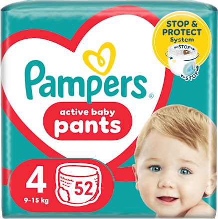 Hlačne plenice 360°, velikost 4 (9-15 kg) Pampers active baby