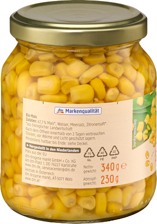 Kukurydza, masa netto 350 g, masa po odcieku dmBio