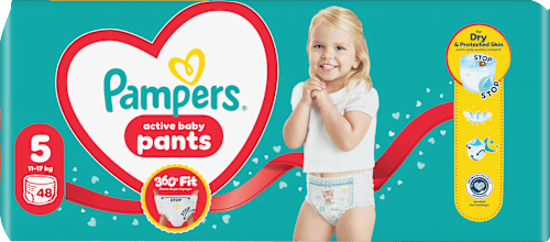 Hlačne plenice 360°, velikost 5 (11-17 kg) Pampers active baby