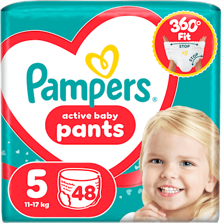 Hlačne plenice 360°, velikost 5 (11-17 kg) Pampers active baby