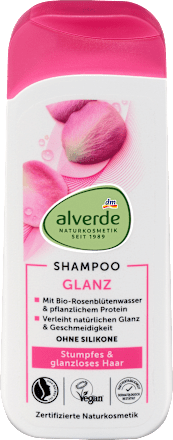 Šampon za lase brez sijaja z rožno vodo in rastlinskim proteinom alverde NATURKOSMETIK