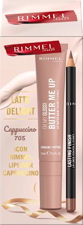Darilni set ličil za ustnice Butter Me Up Latte Delight RIMMEL LONDON