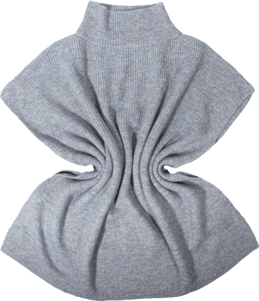 Poncho mit Kragen grau PURSET