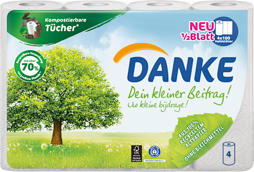 Küchenrolle Halbblatt 3-lagig (4x100 Blatt) Danke