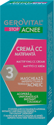 Cremă CC matifiantă stop acnee pentru față GEROVITAL