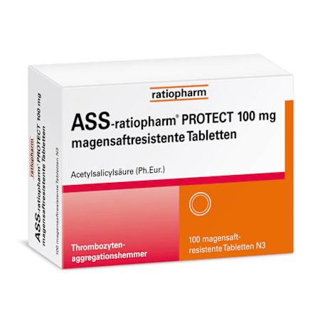 ASS-ratiopharm PROTECT 100 mg Acetylsalicylsäure magensaftresistente Tabletten ratiopharm