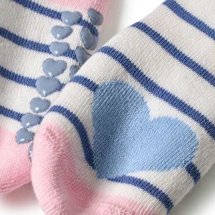 ABS Socken mit Herz-Motiv, weiß & blau, Gr. 19/22 ALANA