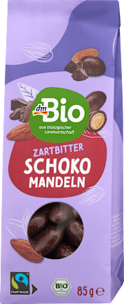 Bio praženi in soljeni mandlji z oblivom iz temne čokolade dmBio