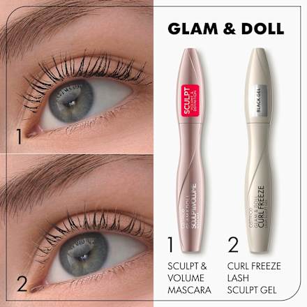 Mascara Glam & Doll Curl Freeze Lash Sculpt Gel 010 Transparent Black CATRICE