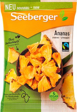 Sušeni nesladkani koščki ananasa Seeberger