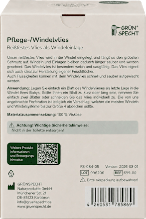 Pflege-/Windelvlies (70 Blatt) Grünspecht