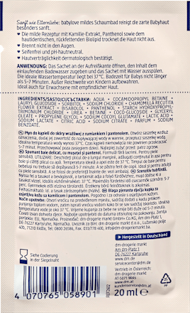 Spumant de baie pentru piele sensibilă cu mușețel și pantenol babylove