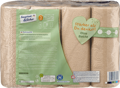 Küchenrolle Halbblatt Recycling 3-lagig Saugstark&Sicher