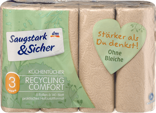 DSTOCK60-6 Papierhandtuchrollen – 6 Rollen, 450 Blatt, 2-lagig, Lebensmittelecht