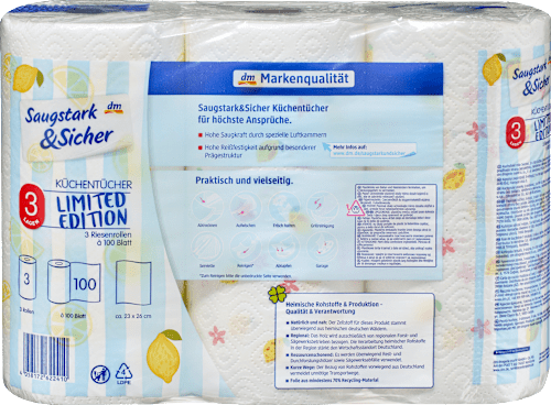 Küchentücher Design 3-lagig (3x100 Blatt) Saugstark&Sicher