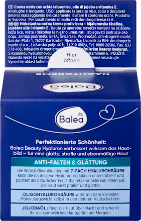 Nočný pleťový krém Beauty Hyaluron Balea