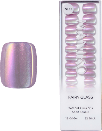 Künstliche Nägel Press Ons Short Square Fairy Glass Maniko