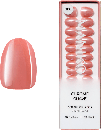 Künstliche Nägel Press Ons Short Round Chrome Guave Maniko