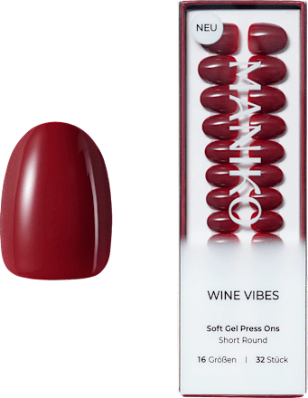 Künstliche Nägel Press Ons Short Round Wine Vibes Maniko