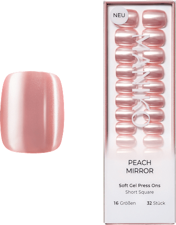 Künstliche Nägel Press Ons Short Square Peach Mirror Maniko