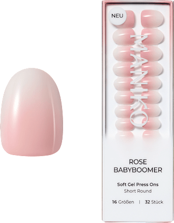Künstliche Nägel Press Ons Short Round Rose Babyboomer Maniko