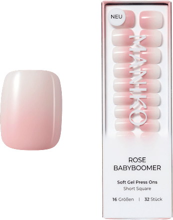 Künstliche Nägel Press Ons Short Square Rose Babyboomer Maniko
