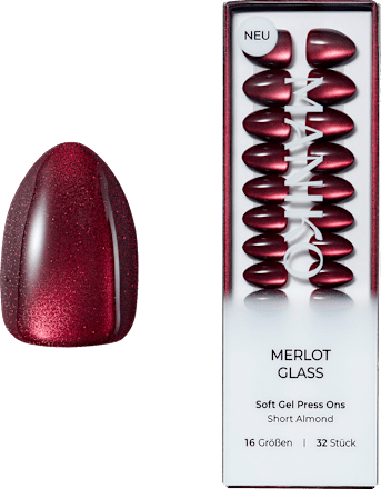 Künstliche Nägel Press Ons Short Almond Merlot Glass Maniko