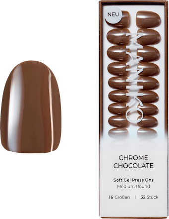 Künstliche Nägel Press Ons Medium Round Chrome Chocolate Maniko