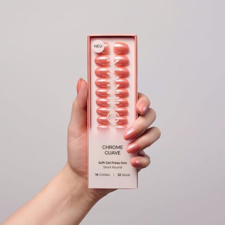 Künstliche Nägel Soft Gel Press Ons Chrome Guave Short Round Maniko