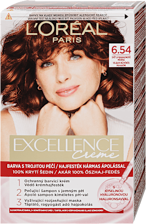 Tartós hajfesték, világos rézvörös-mahagóni 6.54 L'ORÉAL PARiS EXCELLENCE Creme