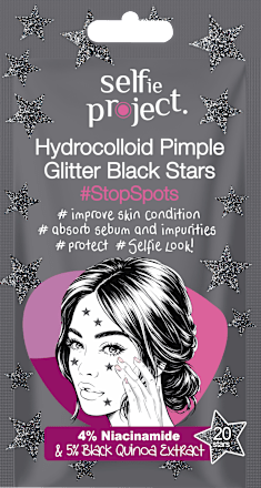 Anti Pickel Patches Hydrocolloid Pimple Glitter Black Stars Selfie Project