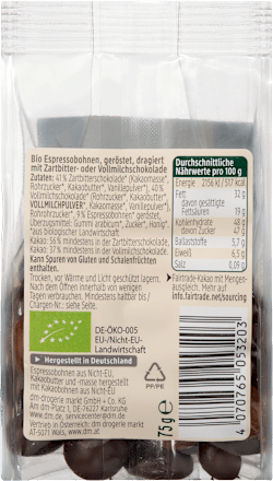 Espresso zrná v čokoláde Viva Il Gusto dmBio