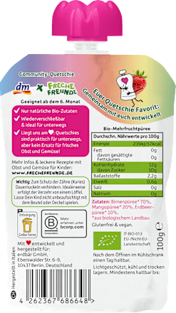 Quetschie Beste Freunde Birne, Mango & Erdbeere ab dem 6. Monat Freche Freunde