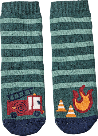 Stoppersocken mit Feuerwehr-Motiv, grün, Gr. 21/22 ALANA