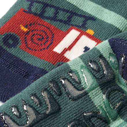 Stoppersocken mit Feuerwehr-Motiv, grün, Gr. 21/22 ALANA