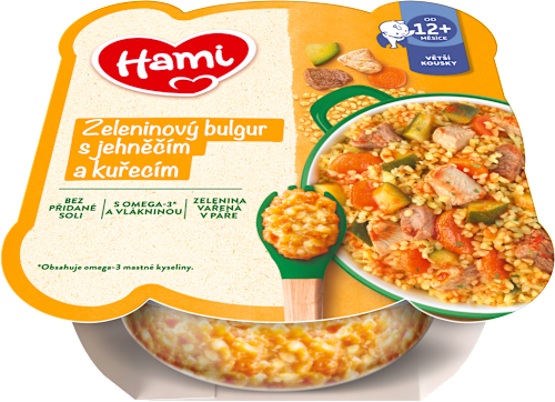 Mäsovo-zeleninový príkrm zeleninový bulgur s jahňacím a kuracím  Hami