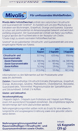 Aktiv Fettstoffwechsel Kapseln Mivolis