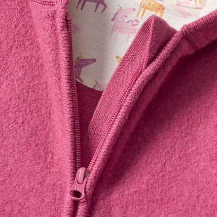 Overall aus Wollwalk mit Mitwachsfunktion & Einhorn-Muster, beere, Gr. 62/68 ALANA