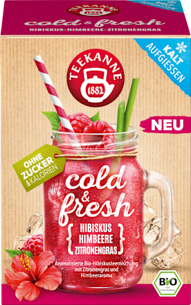 Früchtetee Cold & Fresh Hibiskus, Himbeere & Zitronengras Teekanne