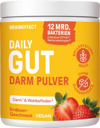 Daily Gut Darm Pulver Erdbeer-Geschmack BRAINEFFECT