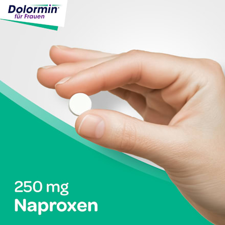 Dolormin für Frauen bei Menstruationsbeschwerden mit 250 mg Naproxen, Tabletten  Dolormin